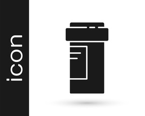 Grey Medicine bottle icon isolated on white background. Bottle pill sign. Pharmacy design. Vector Illustration.