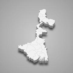 West Bengal 3d map state of India Template for your design