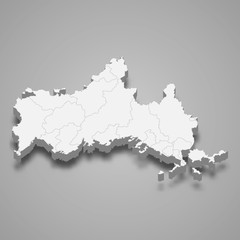 Yamaguchi 3d map prefecture of Japan Template for your design