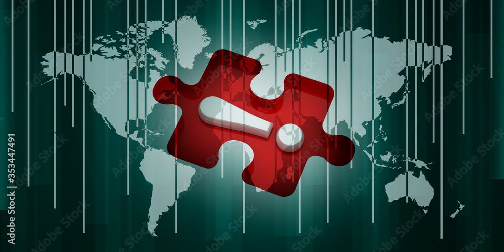 Poster 3d rendering exclamation sign in puzzle