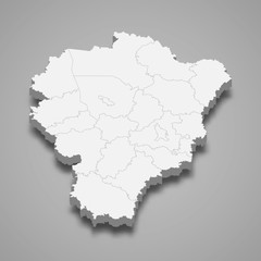 Yaroslavl Oblast 3d map region of Russia Template for your design