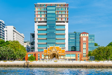 Bangkok, Thailand - 22 may, 2020 : Siriraj Hospital view from the Chao Phraya River.