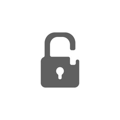 open lock flat gray vector icon isolated