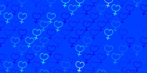 Light BLUE vector backdrop with woman's power symbols.
