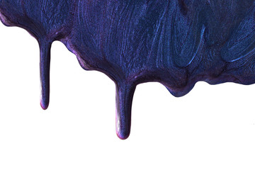 Beautiful stains of liquid nail polish,fluid art technique.Bright purple marble background.Nail...