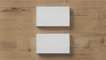 Layout of blank business cards for presentation. 3D rendering.