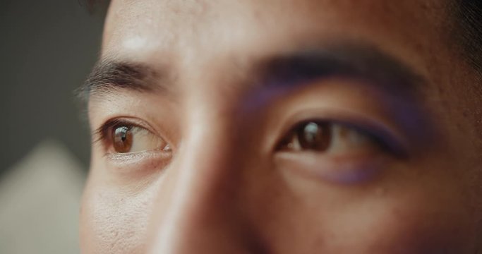Japanese Asian man eyes close-up detail macro shot, portrait macro of man