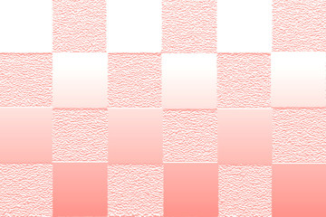 Checkered pattern in 3D with alternating textured squares, room for copy, text