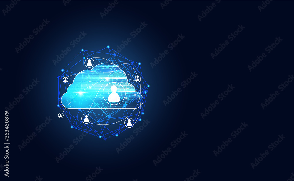 Poster abstract cloud technology with big data and interface concept connection by collecting data in the c