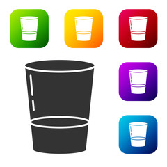 Black Glass with water icon isolated on white background. Soda glass. Set icons in color square buttons. Vector Illustration.