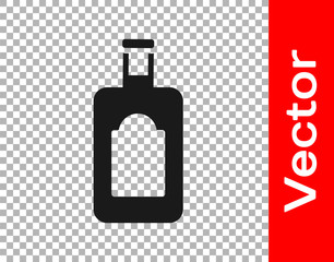 Black Whiskey bottle icon isolated on transparent background. Vector Illustration.
