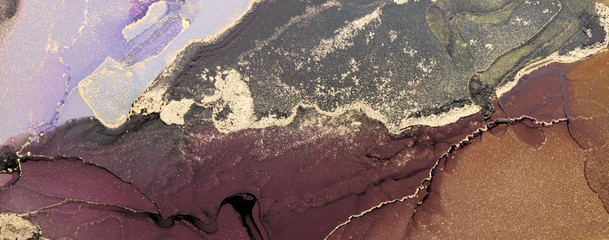 Abstract brown wave blots background. Alcohol ink colors. Marble texture.