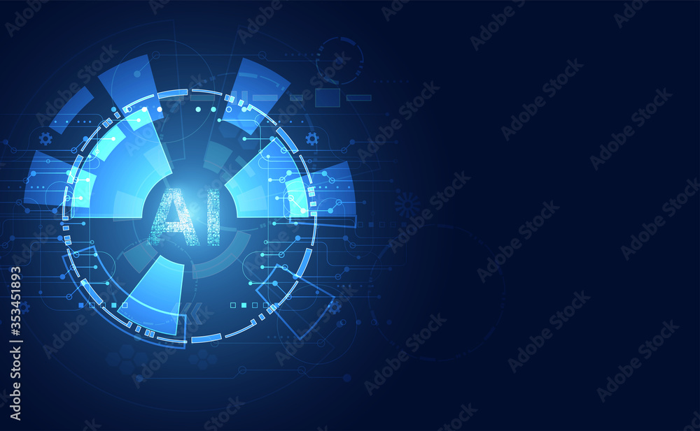 Poster abstract technology ai computing concept working data of artificial intelligence and futuristic digi