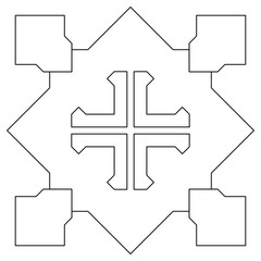 Fototapeta premium Vector illustration of abstract geometric pattern inscribed in a square. One of a series of abstract backgrounds for print, clothes, fabrics or ceramic tiles.