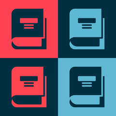 Pop art Book icon isolated on color background. Vector Illustration.