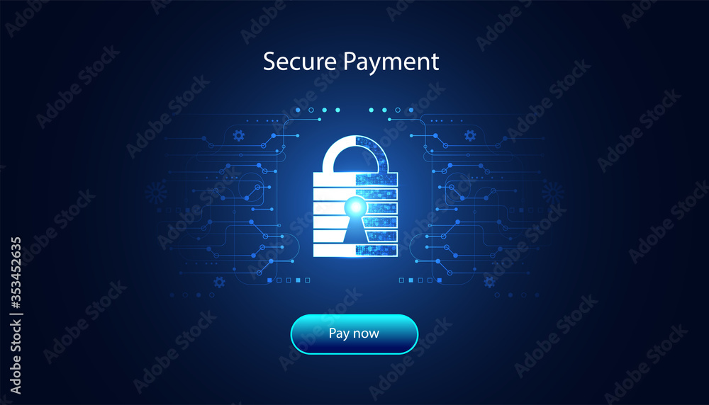 Aufkleber abstract padlock cyber security with secure payment concept protection of information in the online 