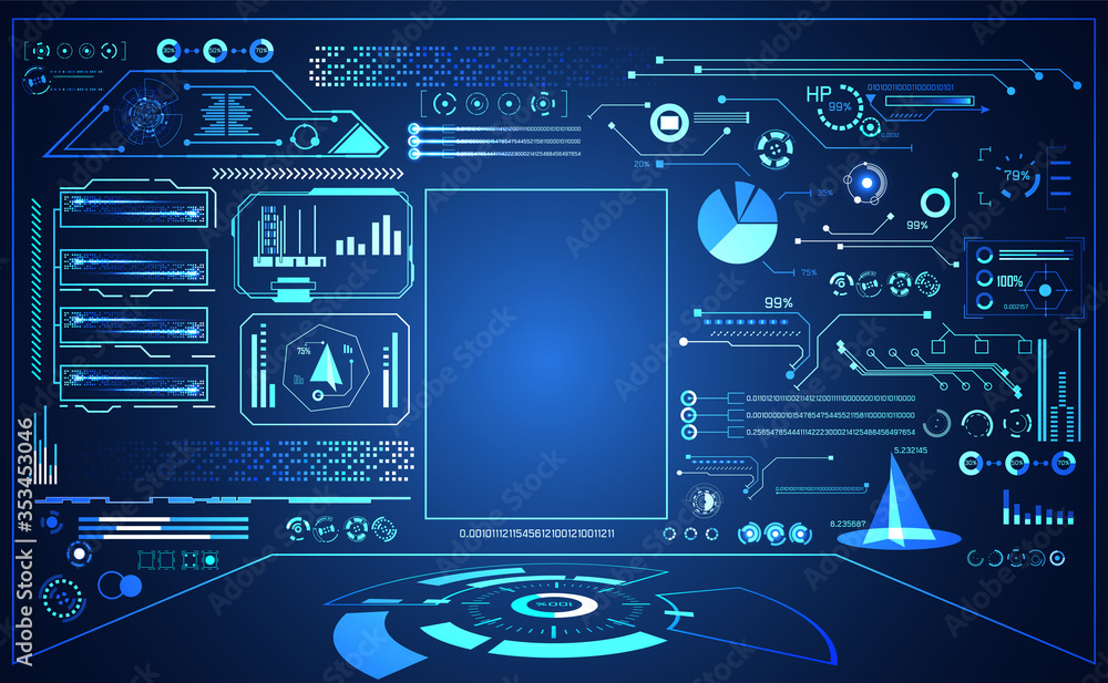 Poster abstract technology ui futuristic concept hud interface hologram elements of digital data chart, com