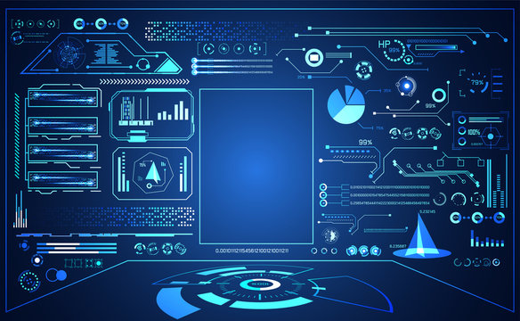 abstract technology ui futuristic concept hud interface hologram elements of digital data chart, communication, computing on hi tech future design background