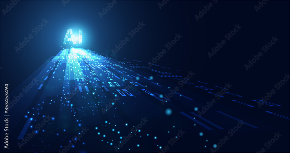 Poster abstract technology ai computing concept working data of artificial intelligence and futuristic digi