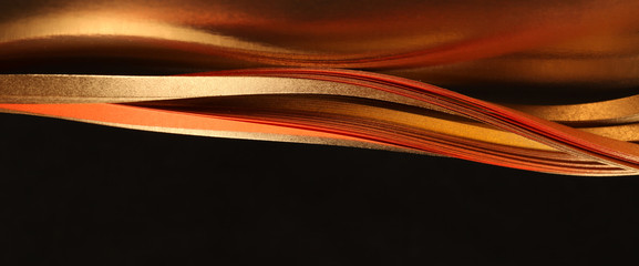 Abstract backgound. Gold (bronze) paper wave.