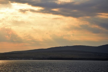 Gloomy view of the mountains at sunset