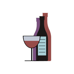 Bottle of wine with a glass of wine icon. Wine tasting. Vector illustration.