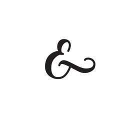 Ampersand. Isolated elegant modern calligraphy on white background. Great for wedding invitations, postcards.