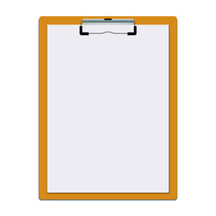 Wooden clipboard holding a white paper/document, realistic illustration on a white background