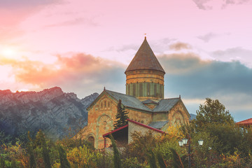 Ancient fortress Svetitskhoveli Cathedral in Mtskheta, Georgia country, Europe.