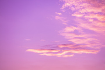 Pink cloudy sky at sunset. Sky texture, abstract nature background