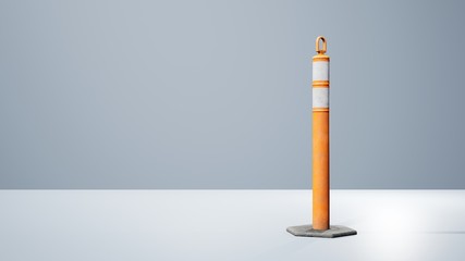 3D render - traffic cones with white and orange stripes on white background, traffic cones
