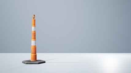 3D render - traffic cones with white and orange stripes on white background, traffic cones
