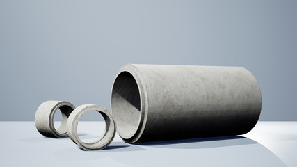 3D render - Concrete Drainage Pipe, Water pipe for under ground