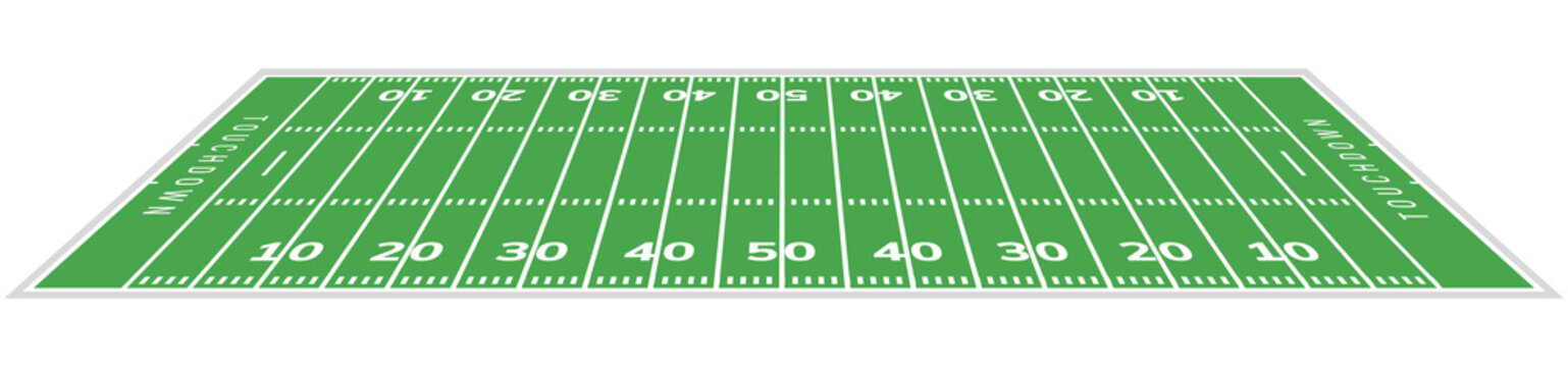 American football field background. Rugby stadium grass field illustration