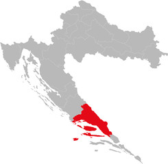 Fototapeta premium Split county highlighted on Croatia map. Light gray background. Perfect for Business concepts, backgrounds, backdrop, sticker, chart, presentation and wallpaper.