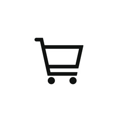 Shopping cart icon symbol. Simple shape web store button. Flat online shop logo sign. Vector illustration image. Isolated on white background.	