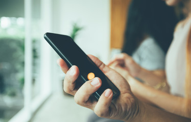 Young man using smart phone,Social media concept.