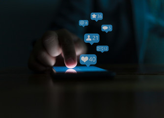 Young woman using smart phone,Social media concept.