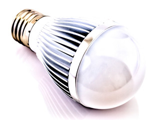 LED bulb isolated on white background close up view