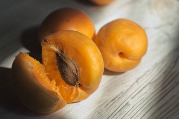 Fresh apricots on a table