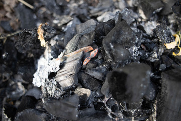 coal burning in the fire