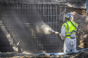 Sprayed concrete for building construction