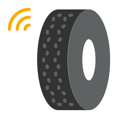 Wireless Tire Pressure Monitoring System Symbol Concept Vector Color Icon Design, Tyre Repair Tools and Wheel Shop Equipment on White background, Tyre with Wifi Signal Symbol 