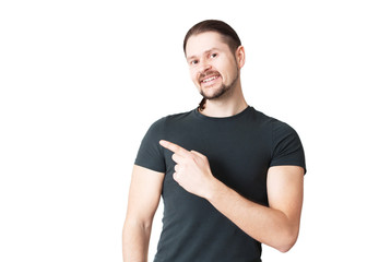 Obraz premium Cheerful gesturing man in studio isolated on a white background.