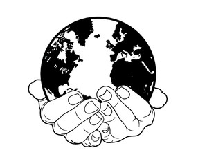 handshake with globe world earth 