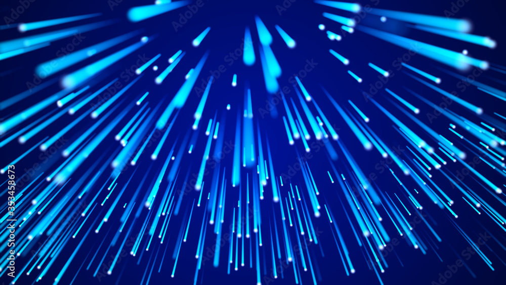 Poster abstract futuristic speed background. big data visualization. dynamic flow lines on blue background.