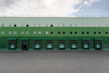 front view of the building of a logistics center or warehouse