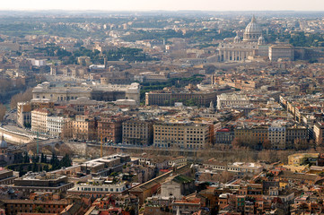 Obraz premium aerial view of the historical centre of Rome until Basilica di San Pietro, Italy