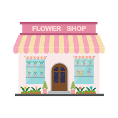 Flower shop building in flat style.Vector illustration.