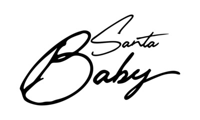 Santa Baby Cursive Calligraphy Black Color Text On White Background